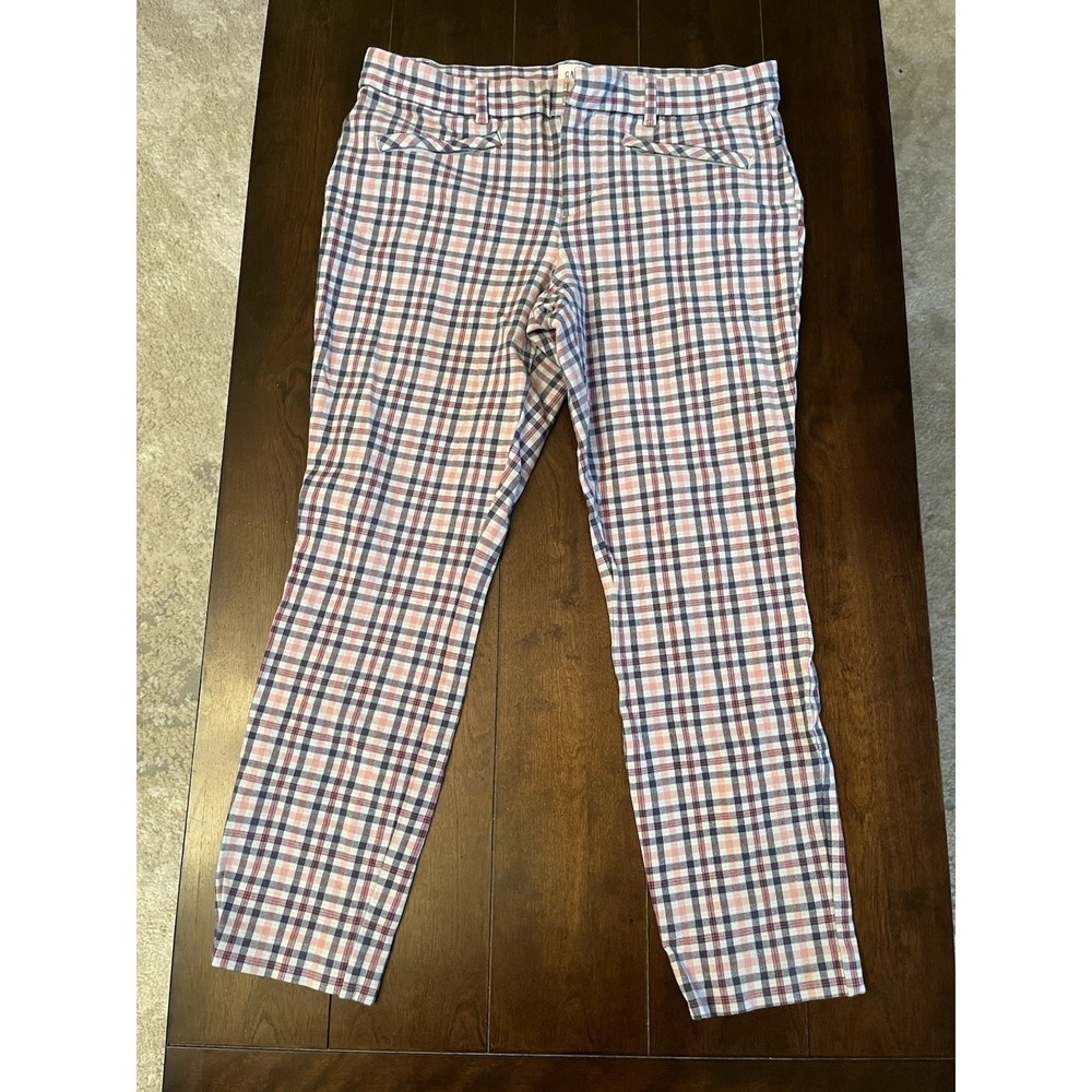 GAP Blue Pink Plaid Signature Skinny Ankle Stretch Dress Pants Size 10 Women